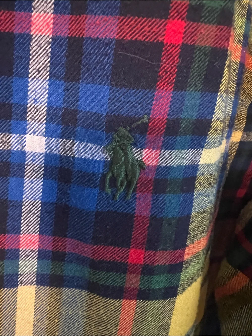 Ralph Lauren Yellow, Blue & Green Plaid Performance Flannel- Men's Size Large